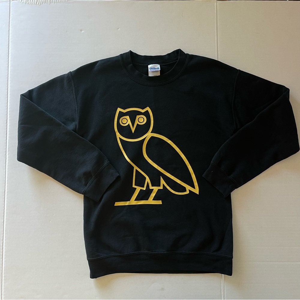 Ovo Owl Logo Gold Crewneck Sweatshirt Women Size Small